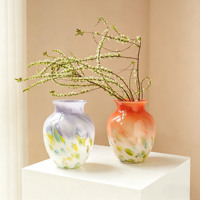 Farbverlauf Gepunktete Glasvase Retro Französische Luxus-Dekorative Vase für Wohnzimmer Blumenarrangement