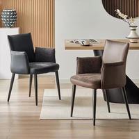 Chaises de salle à manger de style mid-century, avec dossier et accoudoirs en cuir et métal, design minimaliste italien, pour usage domestique, légères, pour négociations transfrontalières