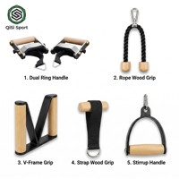 Ensemble de poignées en bois naturel pour machine à câbles, pour Lat Pulldown, Seated Row, Pec Fly, accessoires de préhension en bois de hêtre pour machine à câbles