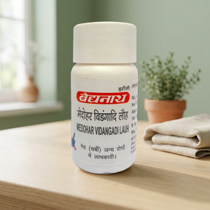 Cápsulas Herbales con Extracto de Agua Ayurvédica Clásica Medoharvidangadi Loha (Silvestre) en Botella para un Control de Peso Saludable - Baidyanath - Product Image 2