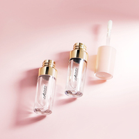 Mini tube de brillant à lèvres personnalisé avec bouchon rose et bouteille transparente et collier en or Emballage de brillant à lèvres vide de 3ml
