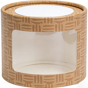 Custom Biodegradable Cardboard Round <b>Box</b> Kraft Paper <b>Box</b> Packaging Paper Tube With <b>Clear</b> Window - Product Image 2