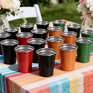 Verres à bière en acier inoxydable à paroi simple empilables de 16oz, 20oz, 26oz pour garder les boissons froides ou chaudes, tasses à café, Ping Pong - Product Image 1