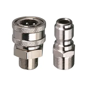 stainless steel 1/4" quick coupling+3/8" quick connector for high Pressure washer quick disconnect coupling socket