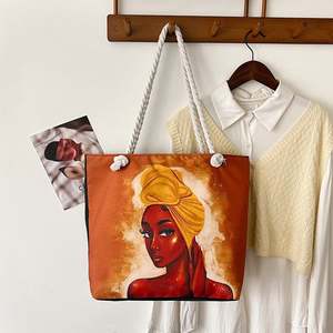 Bolso de Hombro de Lona Estampado de Gran Capacidad para Mujer 2025 con Cierre de Cremallera, Bolso de Mano Transfronterizo y Bolso de Compras - Product Image 3