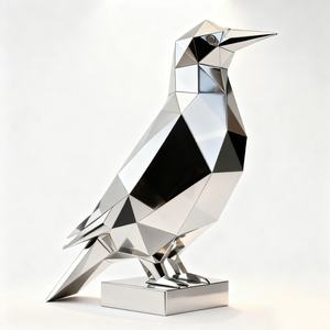 ประติมากรรมนกทรงเรขาคณิตสแตนเลสสมัยใหม่ ศิลปะร่วมสมัยสำหรับตกแต่งบ้าน สวน และผนัง ออกแบบได้ตามต้องการ - Product Image 3