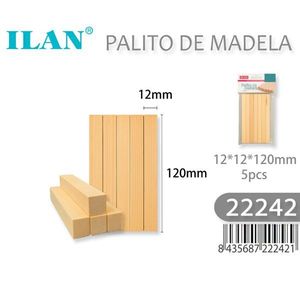 Bastoncini di legno ILAN 12x12x120mm 5 pezzi per progetti fai da te e artigianali - Product Image 1