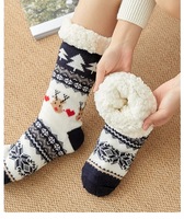Chaussettes d'hiver épaisses en polaire pour femme, motif baleine, renne, flocon de neige, sapin, pour la maison et le sommeil