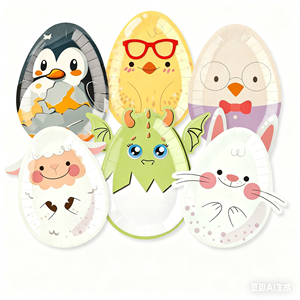 Assiettes en papier personnalisées pour la fête de Pâques, œufs de dinosaures, fournitures jetables pour la table, décorations de table - Product Image 2