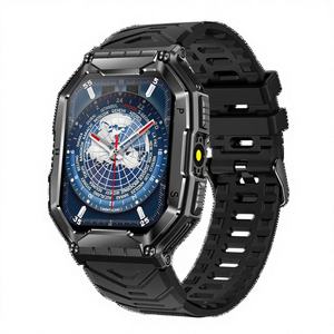Montre connectée sportive carrée Kr82 unisexe, appels Bluetooth, suivi du sommeil, bracelet en gel de silice TFT, application Da Fit, étanche, boussole, extérieur - Product Image 1