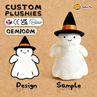 Peluche fantôme personnalisée pour Halloween, très populaire, en tissu recyclé certifié sécurité, super douce et moelleuse, idéale pour les événements