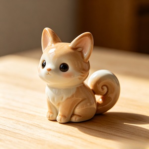 Adorno de Resina para Escritorio con Forma de Gato Naranja Pequeño de Cola Rizada Color <span class=keywords><strong>Caramelo</strong></span>. Esculpido y fundido por Bozhiyi - Product Image 1