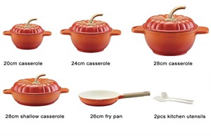 Juego de Ollas de Cocina con Forma de Calabaza, 9 Piezas, 20+24+28+28cm, Olla <span class=keywords><strong>para</strong></span> Sopa + Sartén Antiadherente de Aluminio de 28cm, <span class=keywords><strong>para</strong></span> Hogares Africanos, Más Vendido - Product Image 5