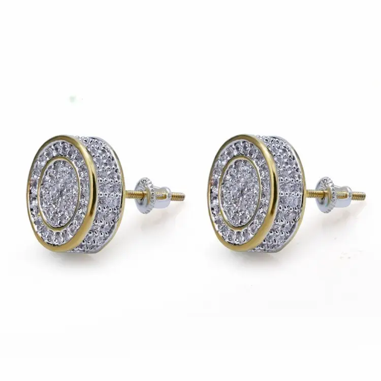 Hot Selling Luxury Classical Square Round Silver Rose Gold Plated Earrings Women Men Simple Zircon Diamond Stud Earrings Jewelry