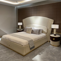 Neues Design Modernes Luxus-Villa-Lederbett mit Nachttisch Doppelbett Kingsize Luxus-Kingsize-Schlafzimmer-Set Möbel Kingsize-Bettgestell