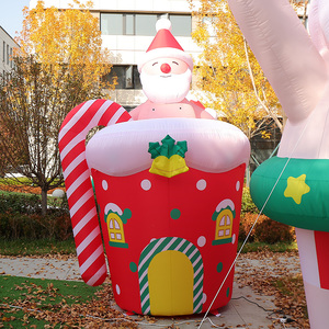 Santa trong bồn tắm Inflatable hiển thị với giáng sinh cabin thiết kế niềm vui kỳ nghỉ trang trí cho các sự kiện - Product Image 2