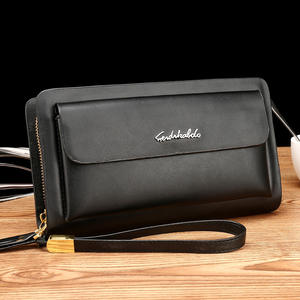 Top-Grain Cowhide Men's Clutch Bag <b>Large</b> Capacity Business Casual Style Soft Leather <b>Handbag</b> Zipper Trendy Men's Accessory - Product Image 4