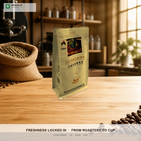 Sachet à fond plat en PE mat imprimé par gravure de qualité supérieure, refermable avec fermeture éclair, de qualité alimentaire, pour grains de café