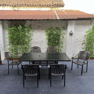 طاولة طعام مزدوجة من الفحم المصبوب من الألومنيوم ، طاولة طعام خارجية قوية مع مشاوي للشواء - Product Image 3