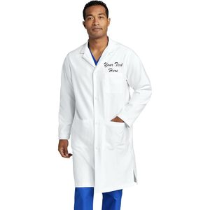 Custom Embroidered <b>Mens</b> <b>Long</b> Lab <b>Coat</b> 3-Pocket Poly Cotton Medical <b>Coat</b> For Professionals - Product Image 1