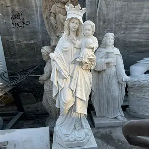 BLVE Spot Goods Handcarved Religious Life Size Virgin Mama Mary Baby Jesus Statue Marble Mother Mary Statues For Church