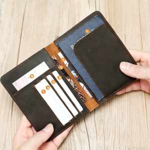 กระเป๋าสตางค์หนังแท้สำหรับผู้ชายระดับไฮเอนด์ ป้องกันการโจรกรรมข้อมูล RFID ดีไซน์ Crazy Horse แบบไม่ต้องใช้ซิป ใช้งานได้หลากหลาย สำหรับใส่บัตร - Product Image 4