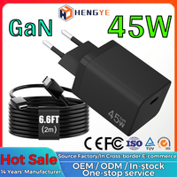 Cargador de Pared Superrápido de 45W GaN USB Tipo C PD con Enchufe Europeo y Cable de 6 Pies, OEM ODM, Venta al Por Mayor de Fábrica, Universal para Laptop y Teléfono Móvil