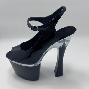 <span class=keywords><strong>Scarpe</strong></span> da Donna <span class=keywords><strong>con</strong></span> <span class=keywords><strong>Tacco</strong></span> Alto 18cm, <span class=keywords><strong>Tacco</strong></span> Grosso Esotico, Plateau Gotico in PU Nero Lucido, Sexy per Pole Dance, Open Toe, Moda da Cerimonia - Product Image 6