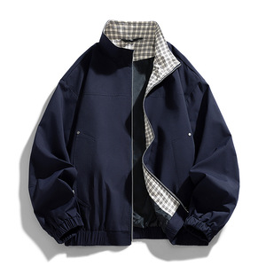 批发韩版男式夹克时尚宽松翻领设计简约百搭春秋休闲外套 - Product Image 3