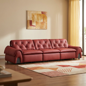 Sofá Cama <span class=keywords><strong>Reclinable</strong></span> Eléctrico de Cuero Genuino Moderno, con Control por Voz, Reclinación Eléctrica, <span class=keywords><strong>3</strong></span> <span class=keywords><strong>Plazas</strong></span>, para Muebles de Sala de Estar - Product Image 1