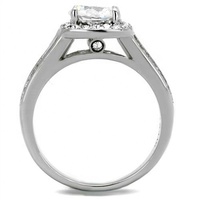 Bague de fiançailles et de mariage Yiwu Aceon en acier inoxydable avec halo de zircone cubique taille ronde, bijou de luxe pour femme, cadeau d'anniversaire tendance