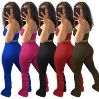 Ensemble 2 pièces sexy printemps 2026 pour femme : haut court tube uni à épaules dénudées et pantalon de jogging superposé