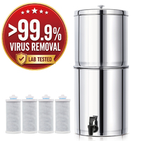 Seau purificateur d'eau en acier inoxydable 304 de 8,5 L à alimentation par gravité avec filtre à membrane UF à fibres creuses pour camping-car et camping en extérieur