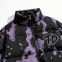 Blouson matelassé personnalisé à col montant pour homme, imprimé intégral graffiti, coupe oversize, zippé, style streetwear, manteau d'hiver rembourré