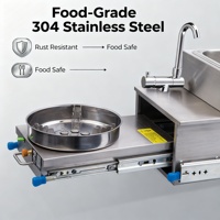 Cuisine de caravane, cuisinière et évier extractibles pour camping-car, réchaud à gaz avec évier pour caravane, remorque, camping-car