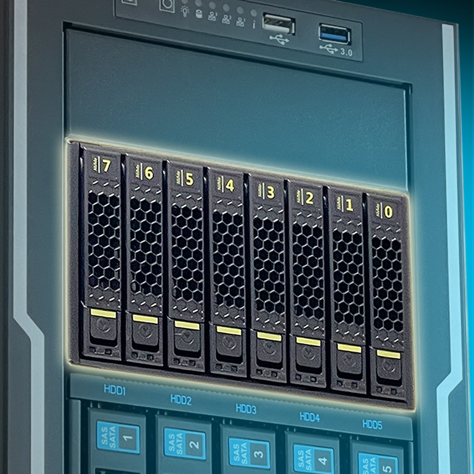 8 Bay Nvme U.2 2.5インチSSDオールフラッシュハードドライブケージ 