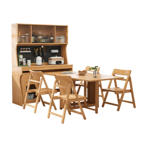 <span class=keywords><strong>Mesa</strong></span> de Comedor <span class=keywords><strong>Plegable</strong></span> de Diseño Nórdico para Apartamentos Pequeños, <span class=keywords><strong>Aparador</strong></span> de Madera Maciza con Gabinete de Almacenamiento Multifuncional Integrado en la Pared - Product Image 3