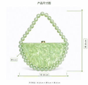 <span class=keywords><strong>Borsa</strong></span> <span class=keywords><strong>da</strong></span> <span class=keywords><strong>sera</strong></span> <span class=keywords><strong>da</strong></span> donna alla moda, semicircolare, perlata, retrò, in acrilico, semplice, quadrata, pochette per rossetto, per matrimoni e feste - Product Image 6