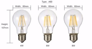 Bombillas LED de Filamento de Alta Calidad con Certificación CE ROHS, C35 A60 G45 G95 E27/B22/E14/E26 220V/110V CRI 80, Ángulo de Haz de 360°, 2W-8W, 2700K-6000K - Product Image 5