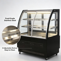 Vitrine réfrigérée pour gâteaux en verre incurvé sur pied, 3 niveaux, vitrine de boulangerie commerciale