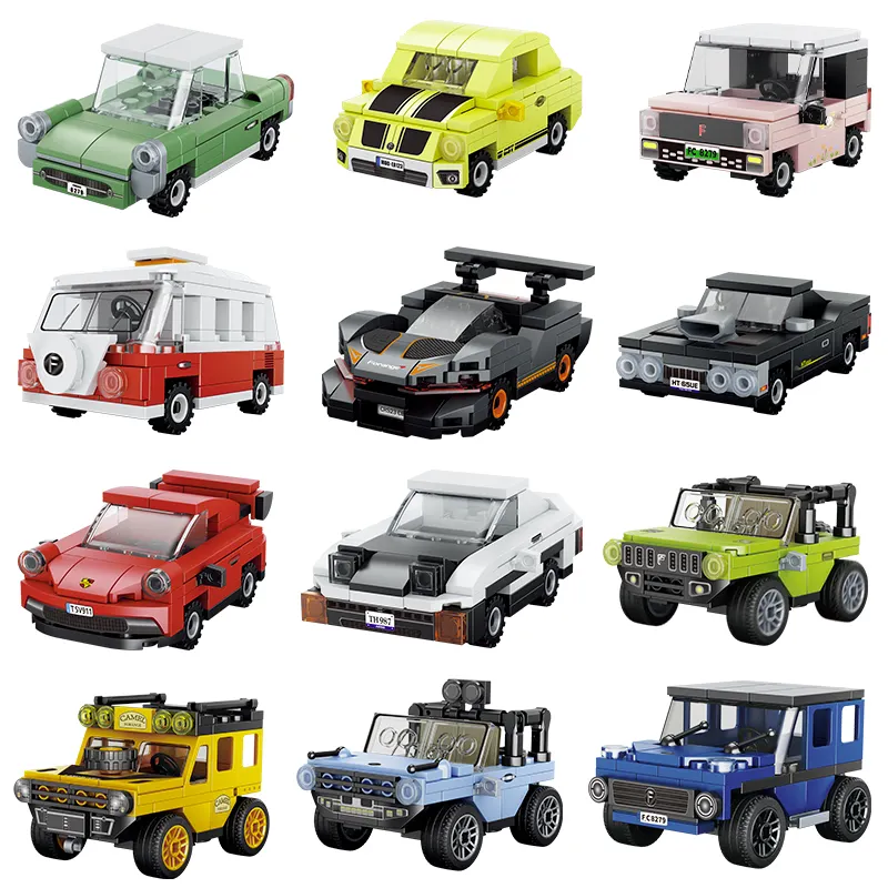 مجموعة قطع بناء السيارات الصغيرة السحب للخلف لعبة طفل 3D بلاز طوب BlockG هدية ألعاب تعليمية كومبيوتر ديكور الطاولة