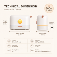 Diffuseur d'arômes moderne 200 ml à flamme simulée, humidificateur ultrasonique USB à brume froide avec lampe à effet de feu 3 couleurs et arrêt automatique pour bureau