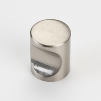 Bouton cylindrique moderne en aluminium anodisé, finition argent brossé et noir mat, pour armoire