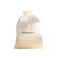 Sac d'emballage d'extension de perruque de cheveux en satin noir Offre Spéciale imprimé de logo personnalisé sac de luxe en soie avec cordon de serrage pour maillots de bain