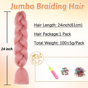 ShowJarlly Tresses africaines chinoises 24 pouces Jumbo Machine Double Weft Pré-étirées Fibres synthétiques 150g 1 paquet - Product Image 2