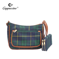 Tas Dompet Kanvas Mewah untuk Wanita Merek Terkenal Tas Tartan Desainer Muda dengan 3 Kantong Resleting