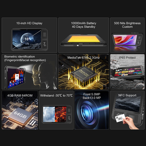 Ph860 Nhận Dạng Vân Tay 10 Inch Bằng Chứng Chống Sốc Dây Đeo Tay Thảm Máy Tính Bảng Công Nghiệp <span class=keywords><strong>Android</strong></span> Gồ Ghề Máy Tính Bảng PC Với NFC Đọc - Product Image 2