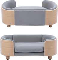 Lit pour chat surélevé en bois moderne, éco-luxe et durable, avec cage pour animaux de compagnie et tapis imperméable, design respirant imprimé