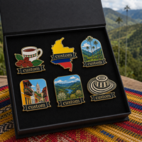 Lot de pin's émaillés colombiens personnalisés en gros, coffret cadeau, pin's de revers café Cocora Palm, souvenir de Colombie, ensemble de badges touristiques andins