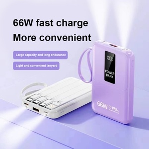 Vente flash - Mini chargeur de téléphone portable 20W à charge rapide, capacité 10000mah, avec câble intégré pour téléphone - Product Image 3